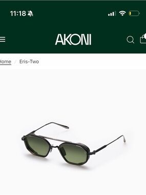 Eris-Two Black Frame Sunglasses with Green Lenses